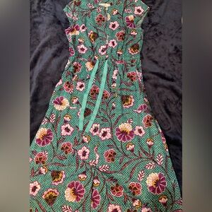LOFT Teal Dress with Purple and White Floral Design
